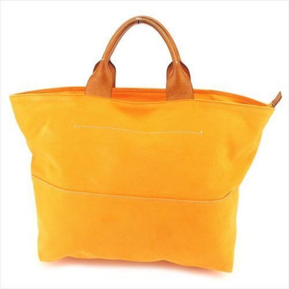 Miu Miu Tote bag Orange Canvas Leather Woman unisex Authentic Used - Picture 1 of 13